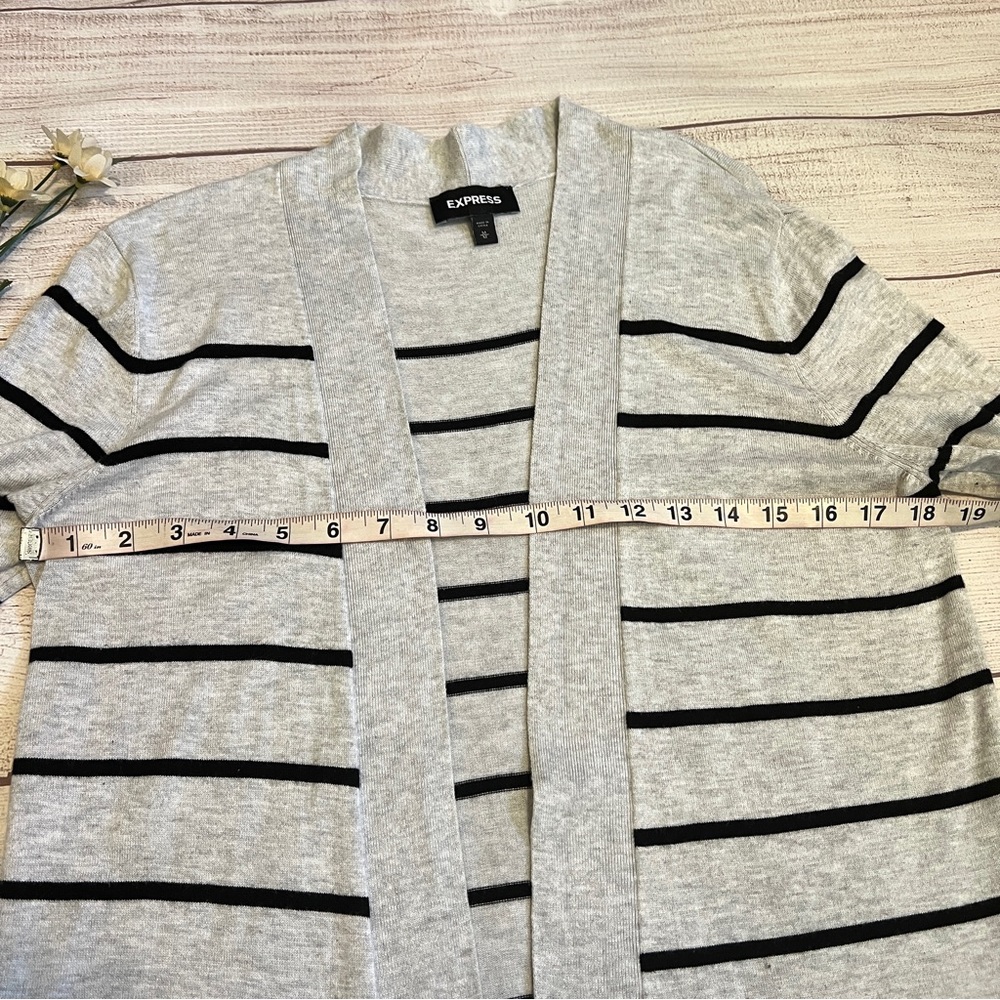 Express Open Front Long Sleeve Stripe Cardigan - image 7